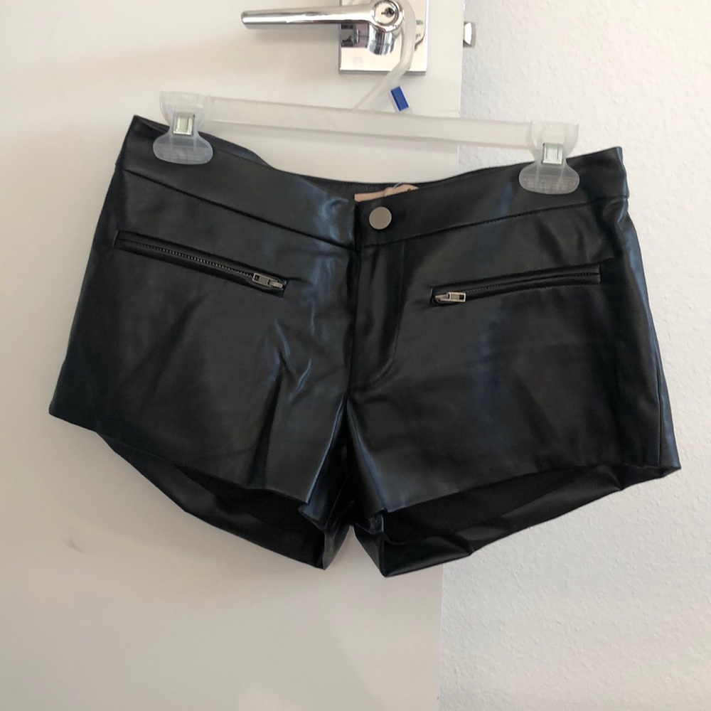Faux leather shorts